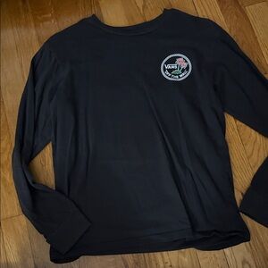 Vans Boy Black Long Sleeve Tee with Logo Patch